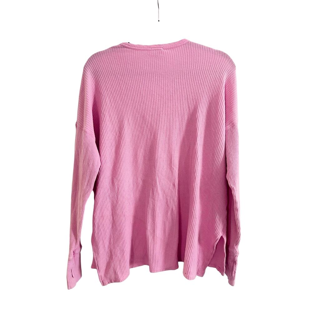 Offline by AERIE Bubblegum Pink Waffle Thermal Henley Thumbholes Oversized Sz M - Picture 4 of 7